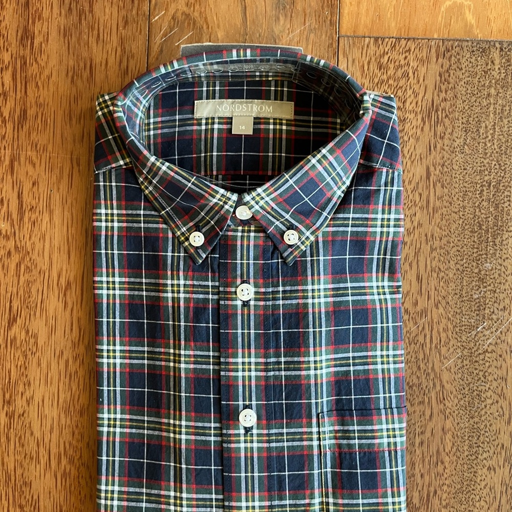 Nordstrom boys’ Multicolor Plaid Button-Down Shirt